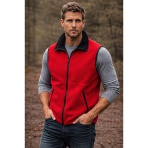 Weatherproof Garment Company Fleece Vest Mens Size L Full Zip Red Black Gorpcore